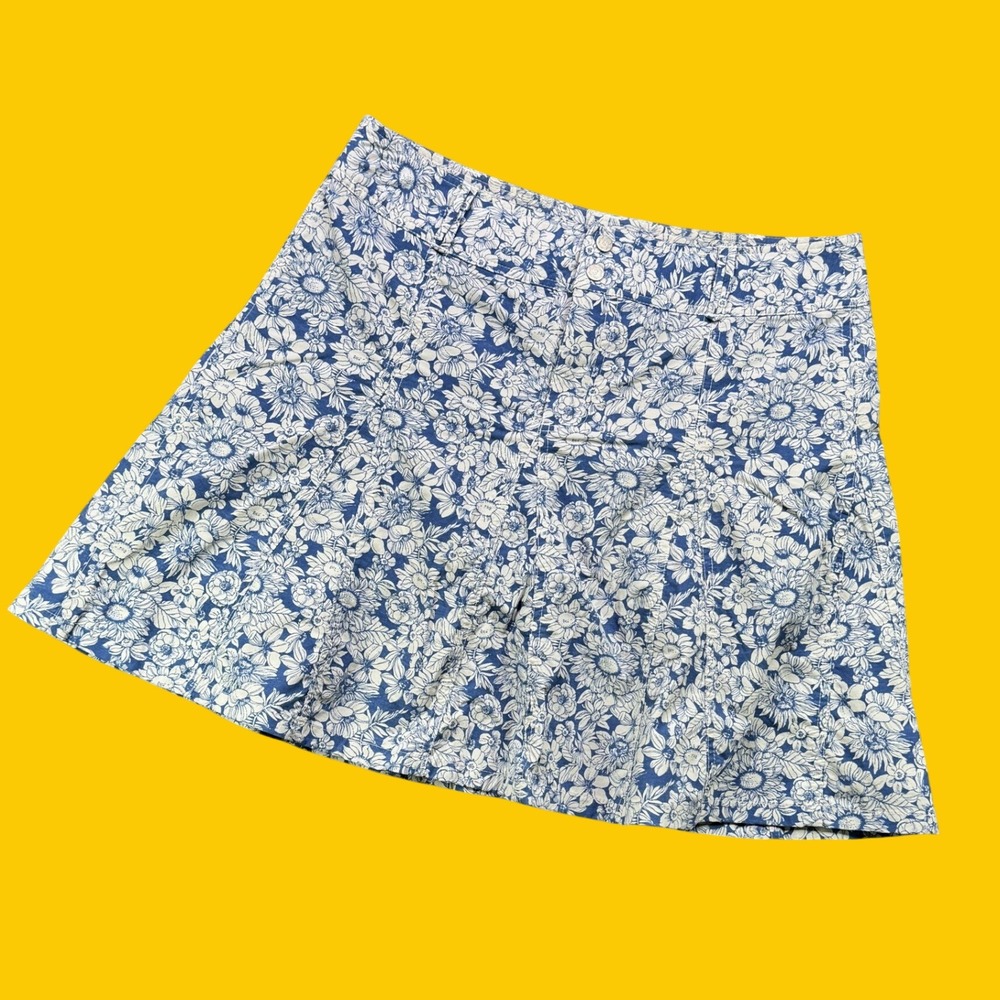 Sahalie Skort Women 8 Blue Floral Print Stretch Active Hiking Outdoor Casual